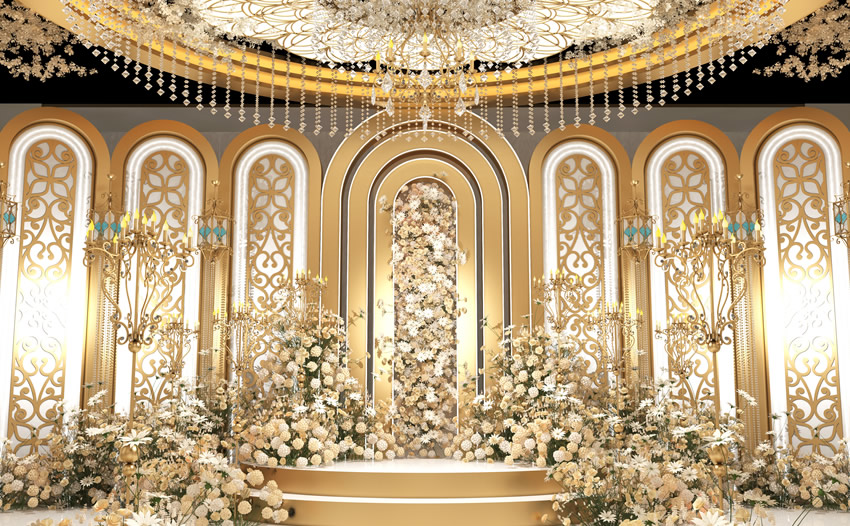 石林香槟色调婚礼堂效果展示